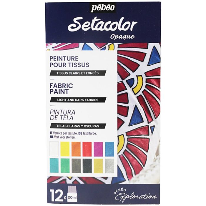 Set di esplorazione Pébéo, Vernice per tessuti, colori asst., 12x20 ml/ 1 conf.