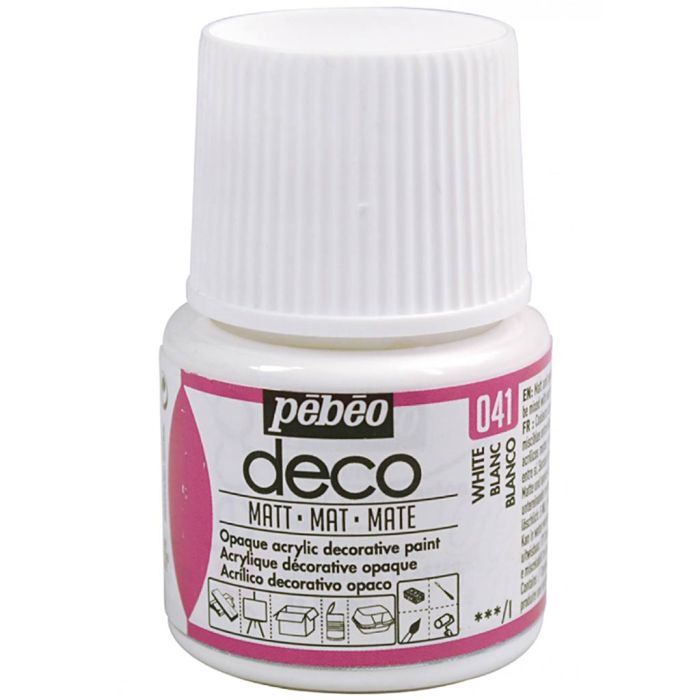 Vernice Pébéo Déco, opaco, bianco, 45 ml/ 1 bott.