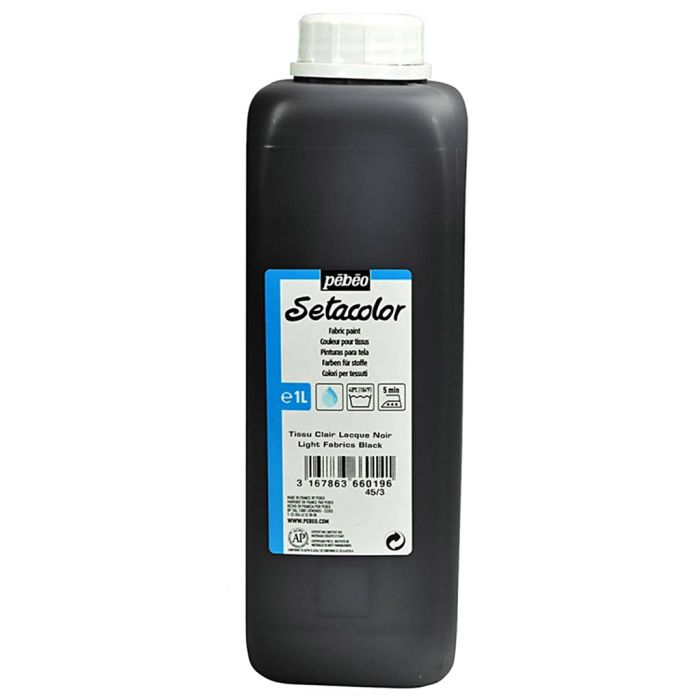 Vernice per tessuti Pébéo Setacolor, Tessuti leggeri, nero, 1000 ml/ 1 bott.