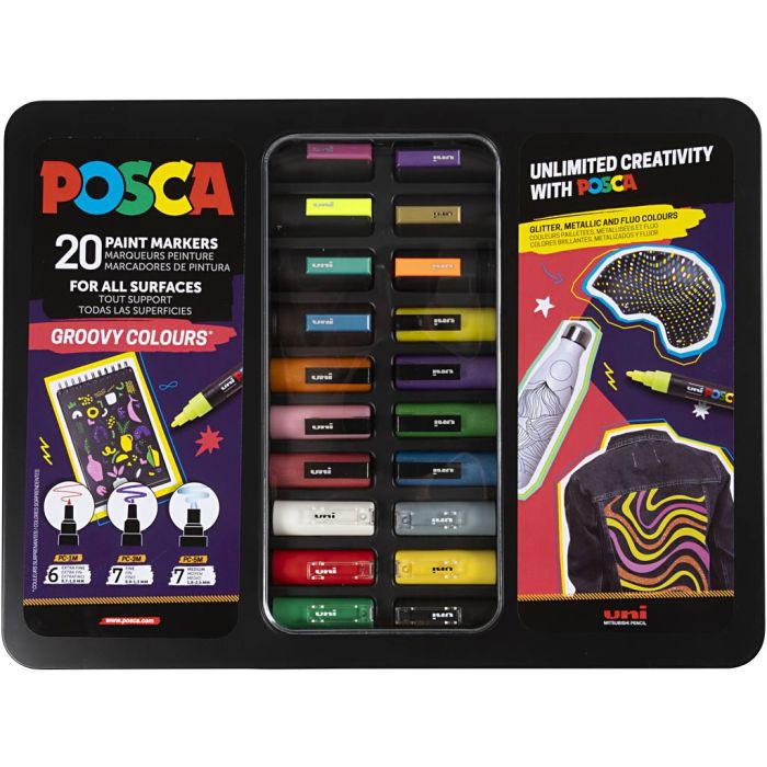 Valigetta Posca, groovy colours, 20 pz/ 1 conf.
