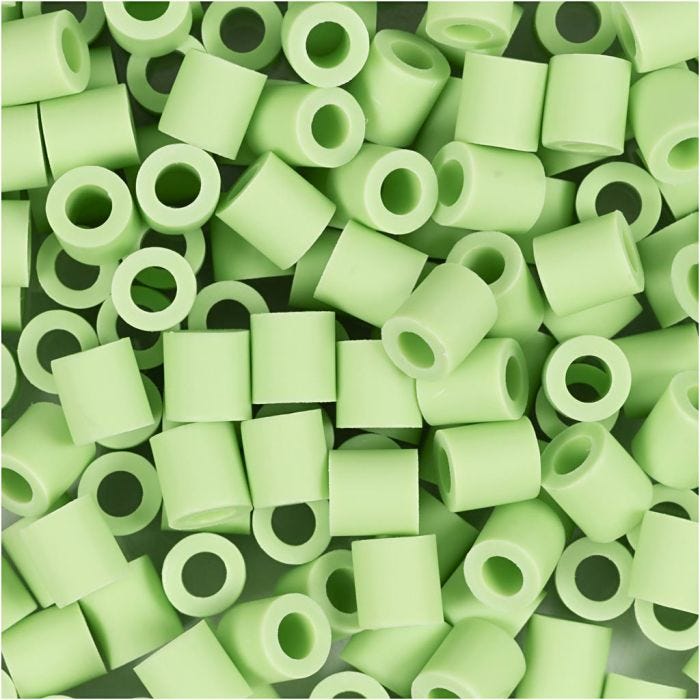 Perline NABBI BioBeads, misura 5x5 mm, misura buco 2,5 mm, medium, verde pastello, 1000 pz/ 1 conf.