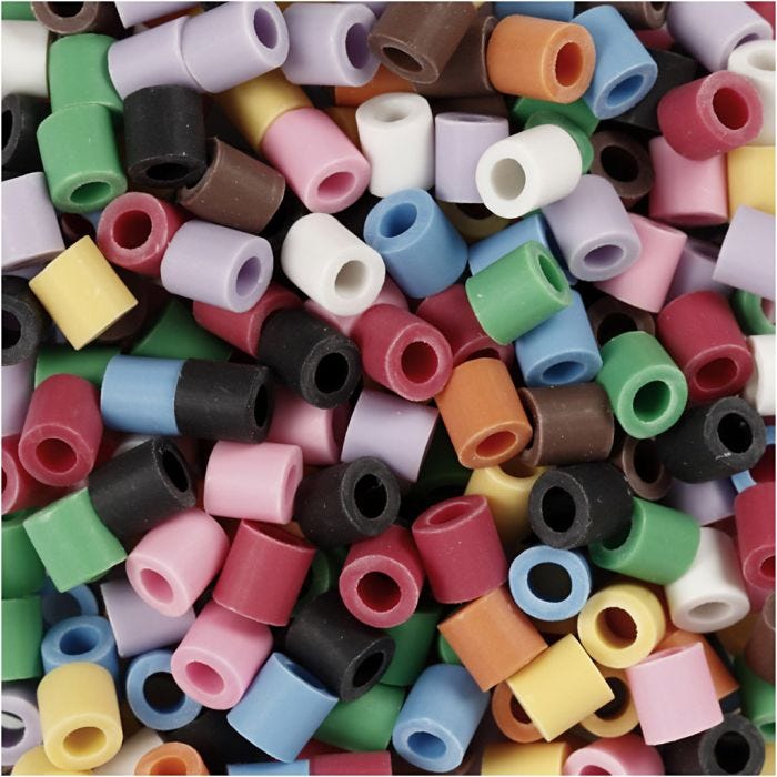 Perline NABBI BioBeads, misura 5x5 mm, misura buco 2.5 mm, medium, colori asst., 3000 pz/ 1 conf.