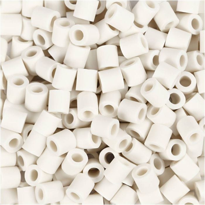 Perline NABBI BioBeads, misura 5x5 mm, misura buco 2.5 mm, medium, bianco, 1000 pz/ 1 conf.