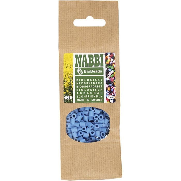 Perline NABBI BioBeads, misura 5x5 mm, misura buco 2.5 mm, medium, blu, 1000 pz/ 1 conf.