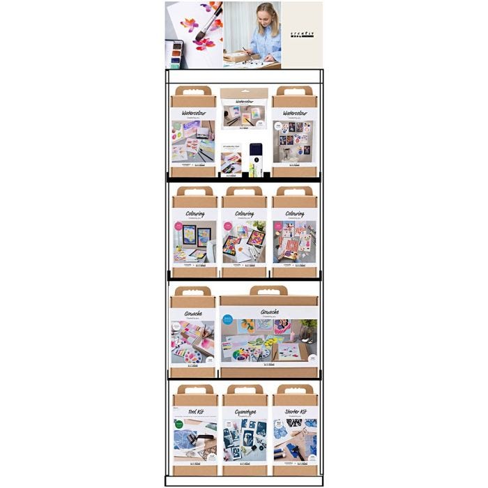 Espositore da pavimento, non assemblato, Materiali artistici, adulti, H: 1580 mm, L: 600 mm, L: 400 mm, 84 pezzo/ 1 pz