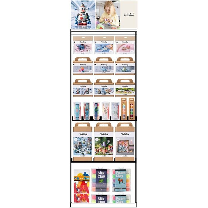 Espositore da pavimento, non assemblato, Modellazione per bambini, H: 1580 mm, L: 600 mm, L: 400 mm, 96 pezzo/ 1 pz