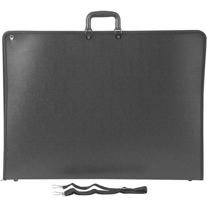 Cartella portfolio, A2, foglio 420x600 mm, misura 74x55 cm, nero, 1 pz