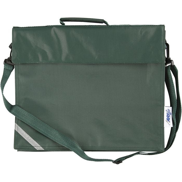 Borsa per la scuola, P: 6 cm, misura 36x31 cm, verde, 1 pz