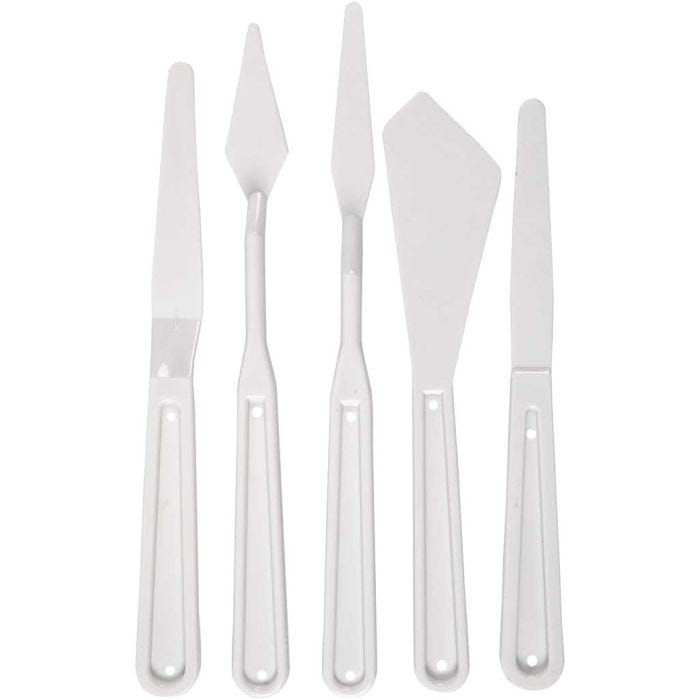 Spatole in plastica, L: 17-20 cm, L: 13-33 mm, bianco, 5 pz/ 1 conf.