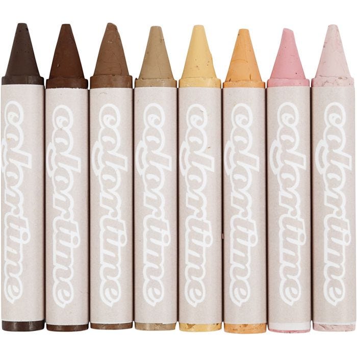 Pastelli a cera, L: 10 cm, diam 15 mm, color carne, 8 pz/ 1 conf.