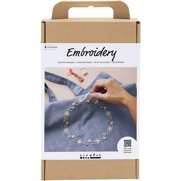 Kit Fai da te Ricamo, Borsa della spesa, blu colomba, 1 conf.