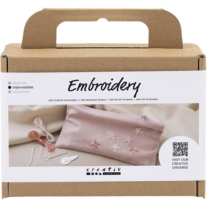 Kit Fai da te Mini Ricamo, Pochette, rosa pallido, 1 conf.