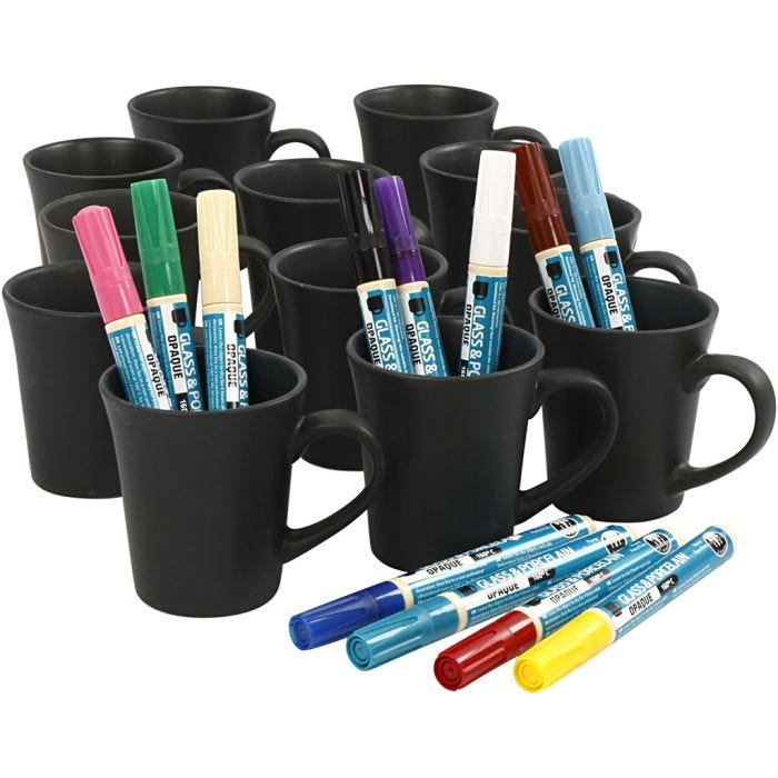 Tazze da decorare, colori asst., 36 pz, 1 set