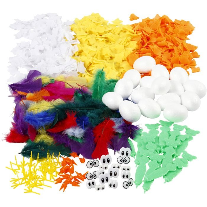 Kit per realizzare pulcini pasquali, H: 6 cm, 16 pz, 1 set