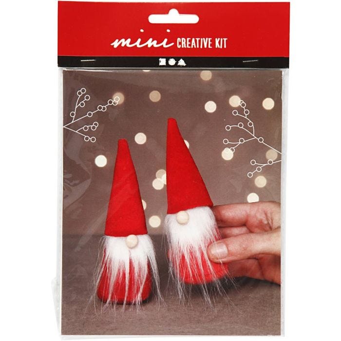 Kit Fai da te Mini, gnomo di Natale, H: 12 cm, rosso, 1 conf.