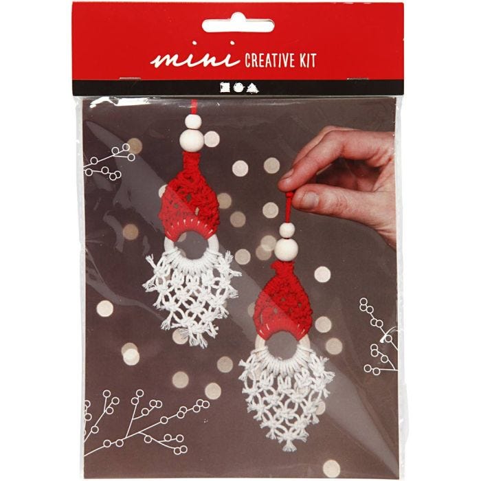 Kit Fai da te Mini, elfo di Natale in macramè, 14 cm, 1 conf.