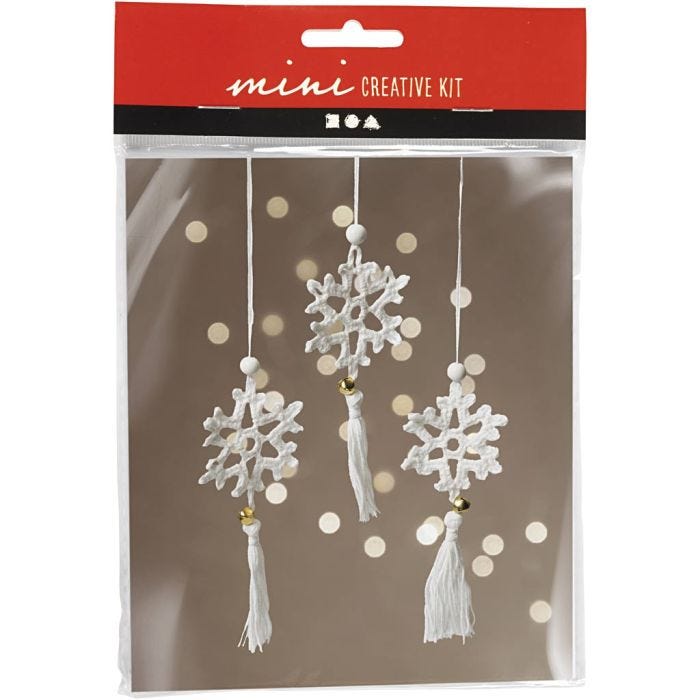 Kit Fai da te Mini Uncinetto

, Fiocchi di neve, bianco, 1 conf.
