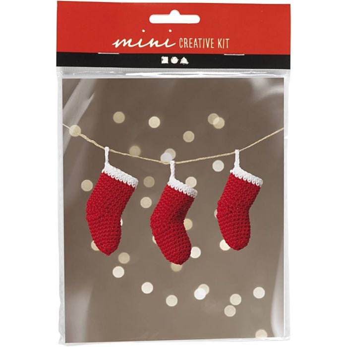 Kit Fai da te Mini Uncinetto

, Calze natalizie, rosso/bianco, 1 conf.