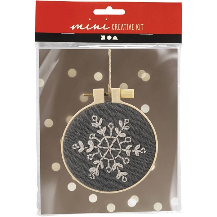 Kit Fai da te Mini Ricamo, Fiocco di neve, grigio, 1 conf.