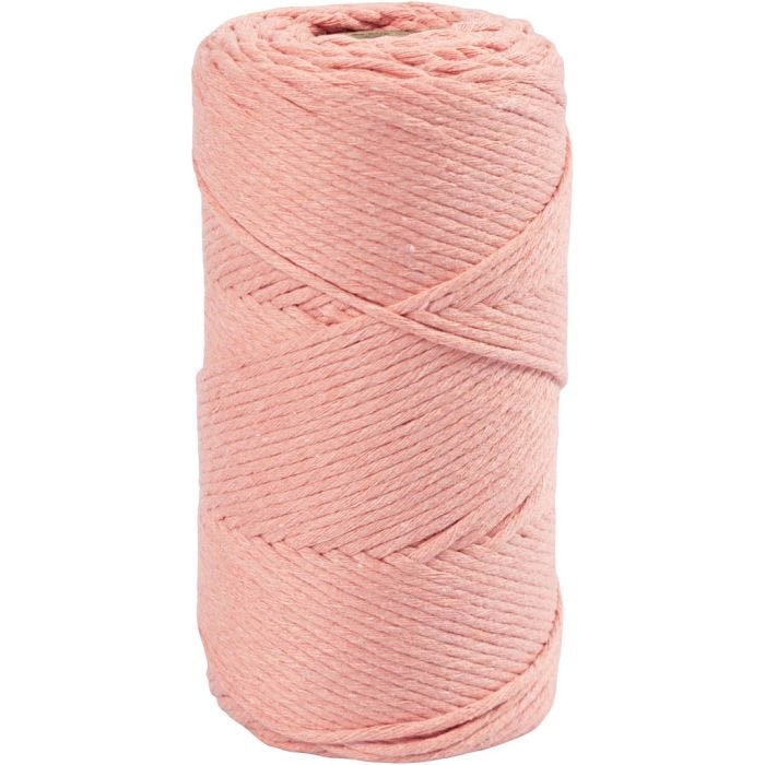 Corda per Macramé, L: 198 M, diam 2 mm, rosato, 330 g/ 1 rot.