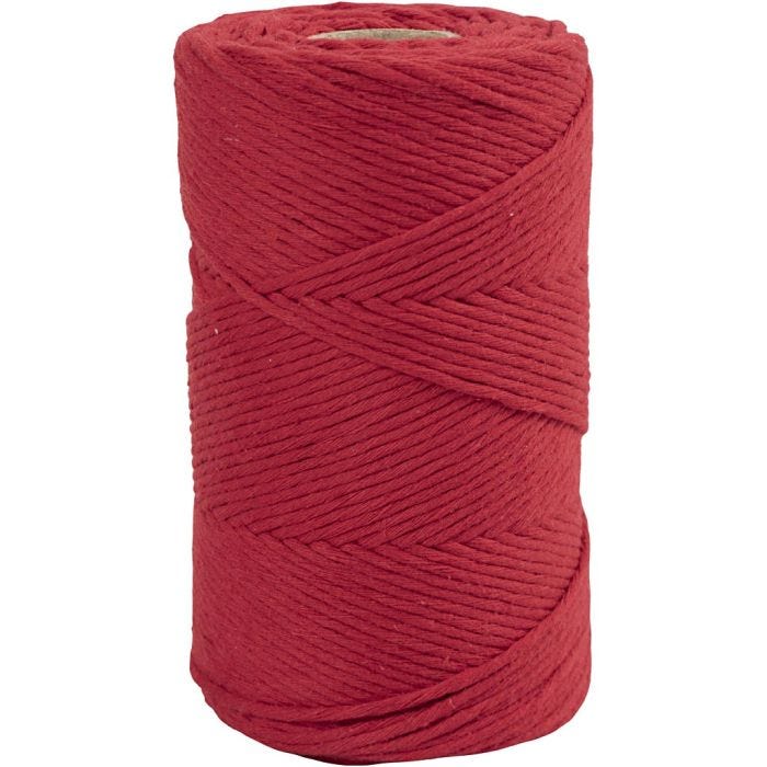 Corda per Macramé, L: 198 M, diam 2 mm, rosso, 330 g/ 1 rot.