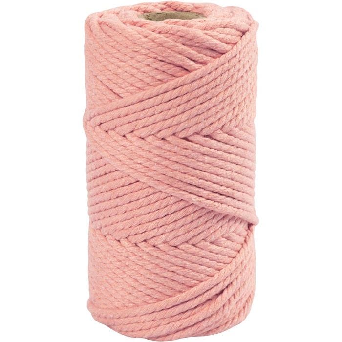 Corda per Macramé, L: 55 M, diam 4 mm, rosato, 330 g/ 1 rot.