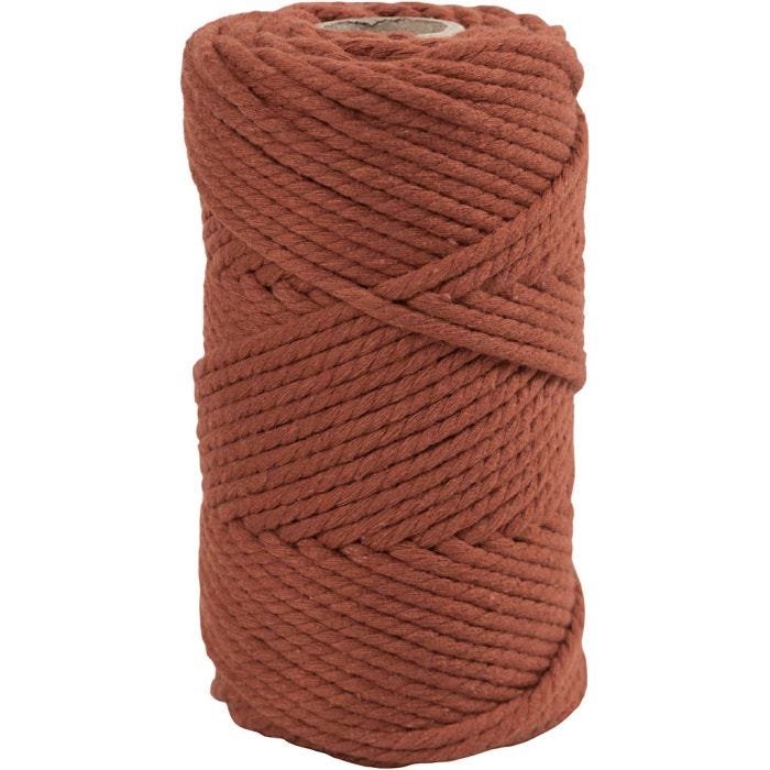 Corda per Macramé, L: 55 M, diam 4 mm, terra d'orange bruciata, 330 g/ 1 rot.