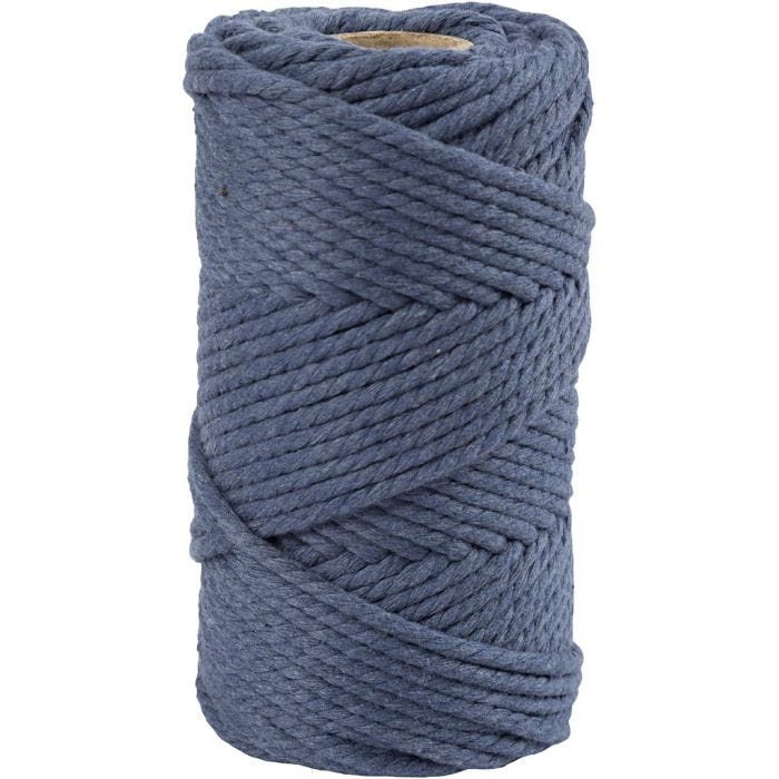 Corda per Macramé, L: 55 M, diam 4 mm, blu, 330 g/ 1 rot.