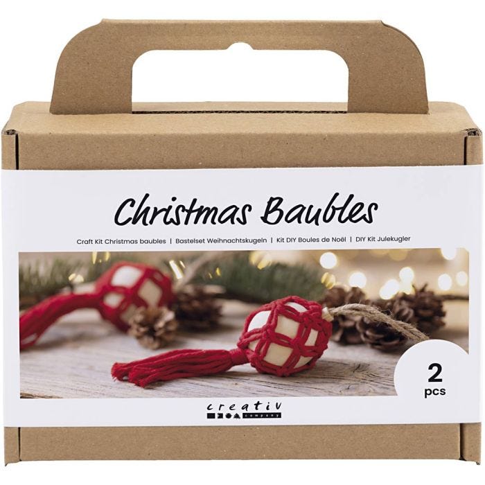 Kit Fai da te Palline di Natale, Macramè, rosso natalizio, 1 conf.