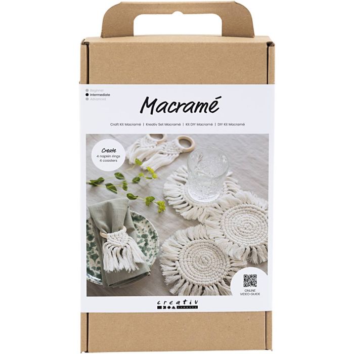 Kit Fai da te Macramé, Allestimento tavola, bianco sporco, 1 conf.