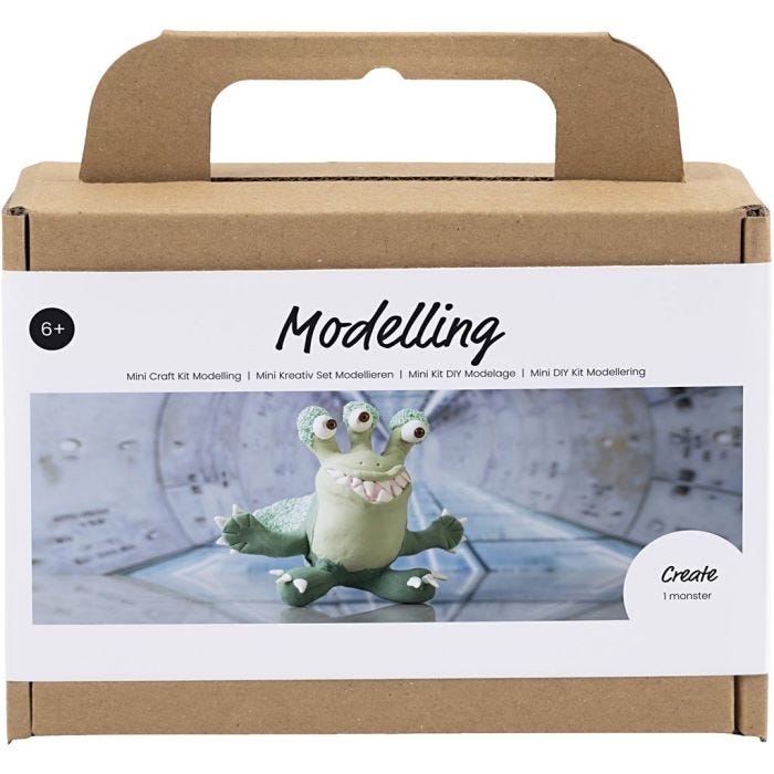 Kit Fai da te Mini Modellazione, Mostro Lulu, verde chiaro, verde scuro, 1 conf.