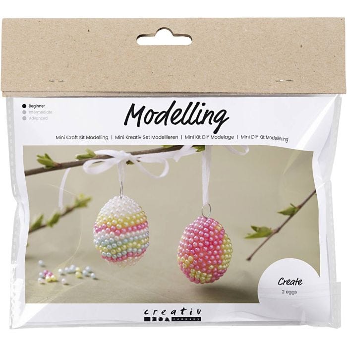 Kit Fai da te Mini Modellazione, Uova con perline, colori pastello, 1 conf.