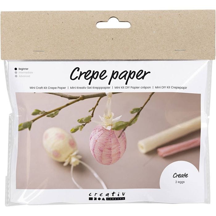 Kit Fai da te Mini Carta Crespa, Uova, rosa chiaro, giallo chiaro, 1 conf.