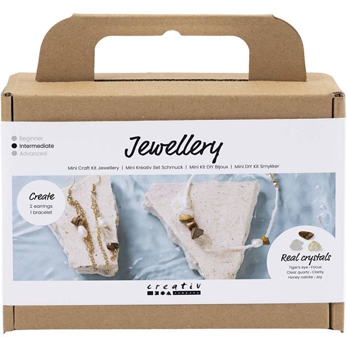 Kit Fai da te Mini Gioielli, Orecchini e collana con cristalli, 1 conf.