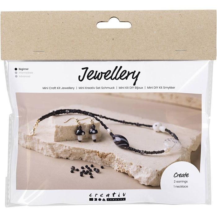 Kit Fai da te Mini Gioielli, Collana spessa, armonia nero, 1 conf.