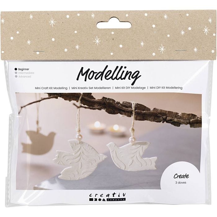 Kit Fai da te Mini Modellazione, Colombe, bianco sporco, 1 conf.