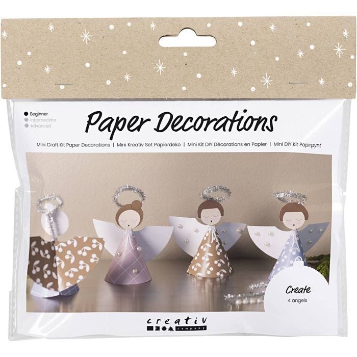 Kit Fai da te Mini Decorazioni di Carta, Angeli, colori asst., 1 conf.