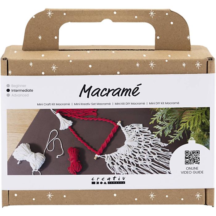 Kit Fai da te Mini Macramé, Babbo Natale, rosso natalizio, avorio, 1 conf.