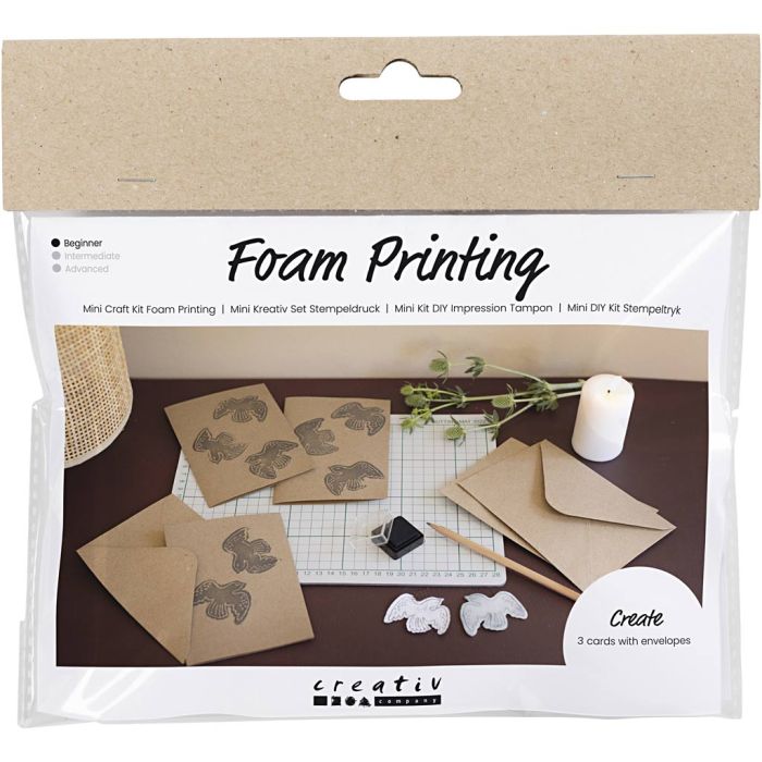 Kit Fai da te Mini Timbri di Foam, Biglietto con colombe, beige, 1 conf.