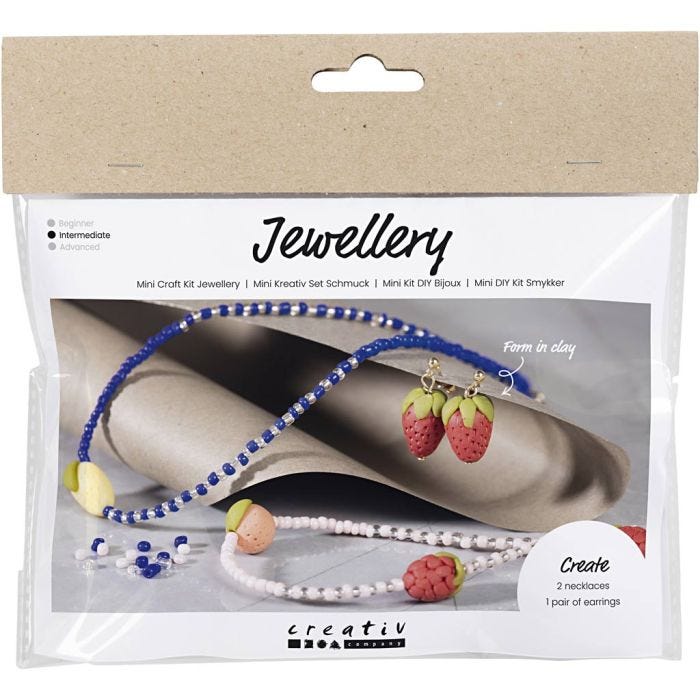 Kit Fai da te Mini Gioielli, Collana e orecchini, blu reale, 1 conf.