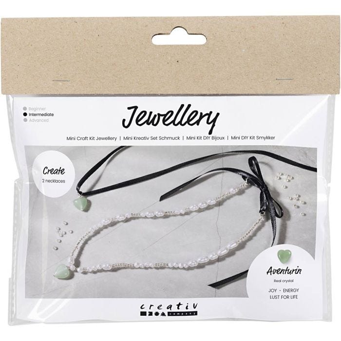 Kit Fai da te Mini Gioielli, Cuore di aventurina, trasparente, 1 conf.