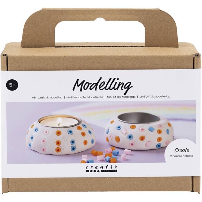 Kit Fai da te Mini Modellazione, Portacandele, bianco, 1 conf.