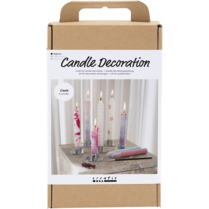 Kit Fai da te Decorazione di candele, Decora le tue candele coniche, bianco, 1 conf.