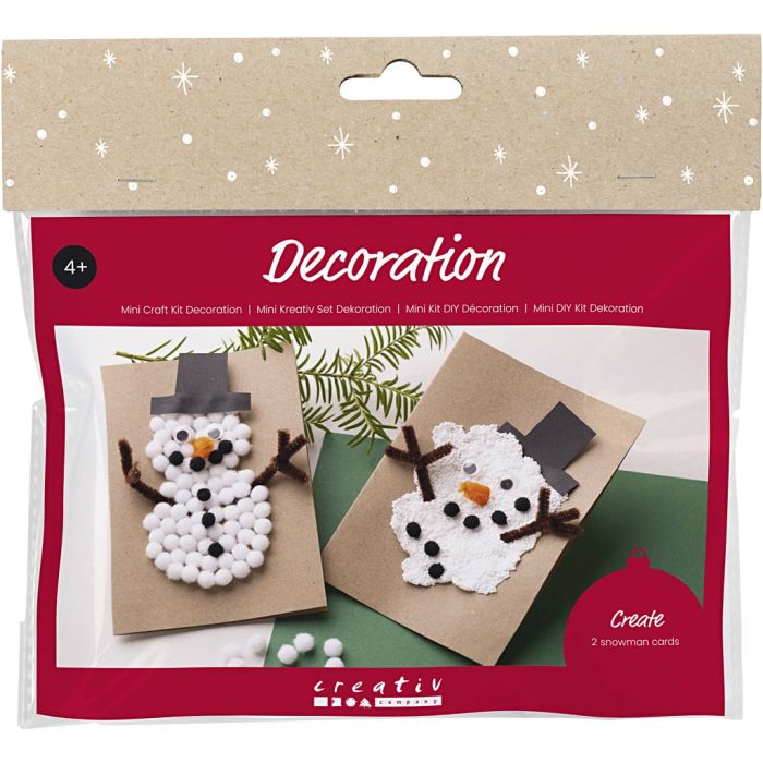 Kit Fai da te Mini per decorazioni, Biglietti di Natale con pupazzi di neve, nero, marrone, arancio medio, bianco, 1 conf.