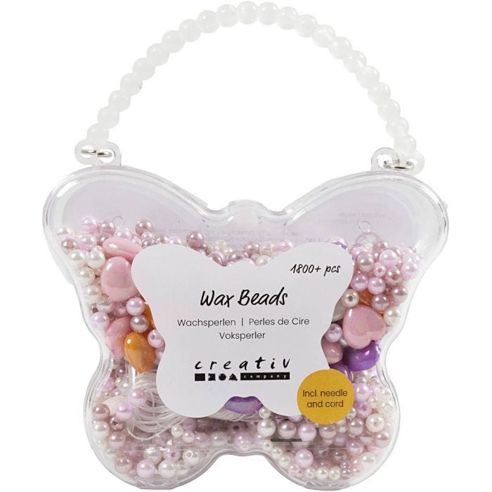Perline di cera, misura buco 1,3-2,5 mm, pastel orange, rosato tenue, lilla chiaro, madreperla, 127 g, 1 conf.