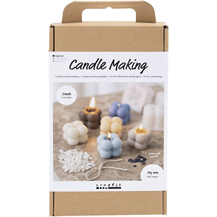 Kit Fai da te Fare Candele, Candela di soia a bolle, beige, azzurro, panna, 1 conf.