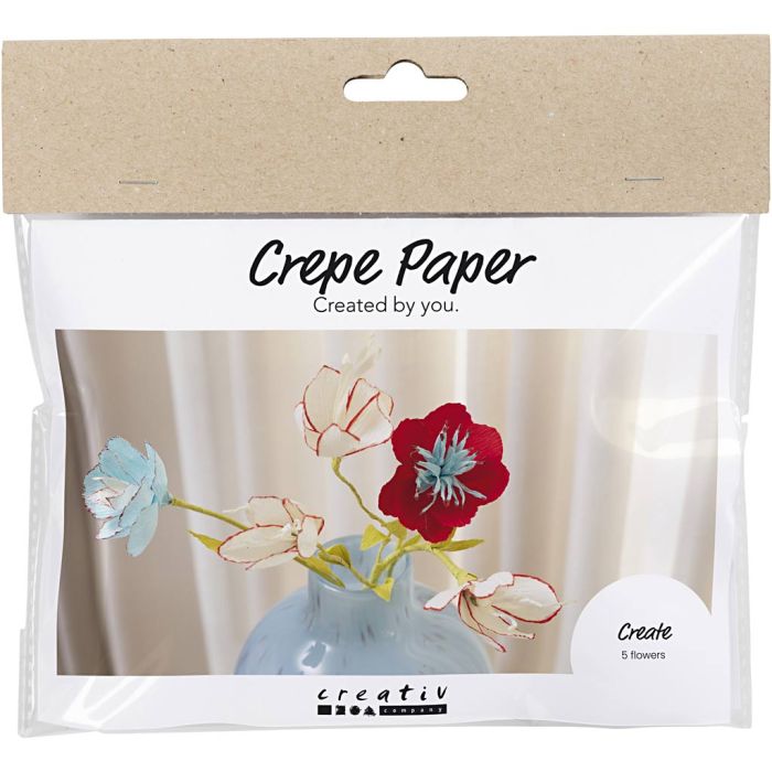Kit Fai da te Mini Carta Crespa, Fiori di cartapesta, colori pastello, 1 conf.