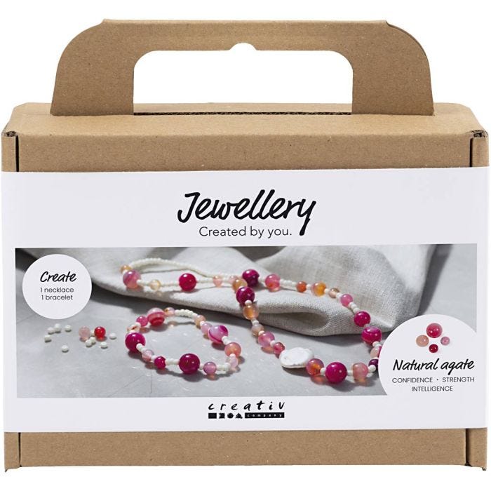 Kit Fai da te Mini Gioielli, Collana e braccialetto, rosa, 1 conf.