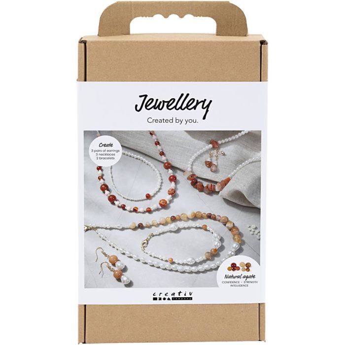 Kit Fai da te Gioielli, beige, terra d'orange bruciata, bianco madreperlato, 1 conf.