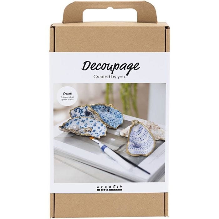 Kit Fai da te Decoupage, Gusci di ostriche, blu, 1 conf.
